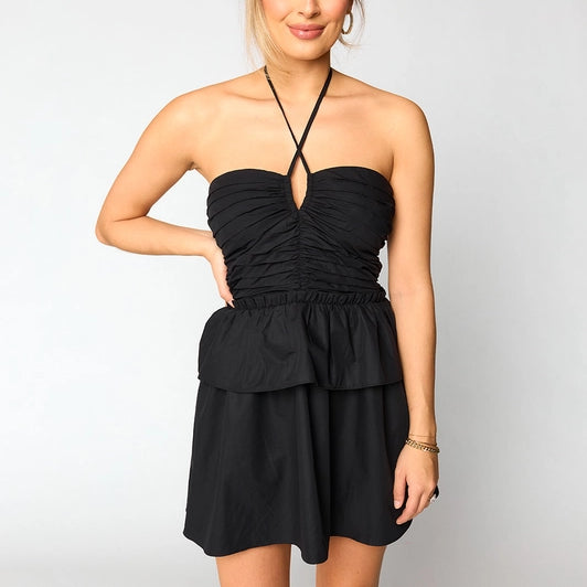 Remi Halter Romper - Black