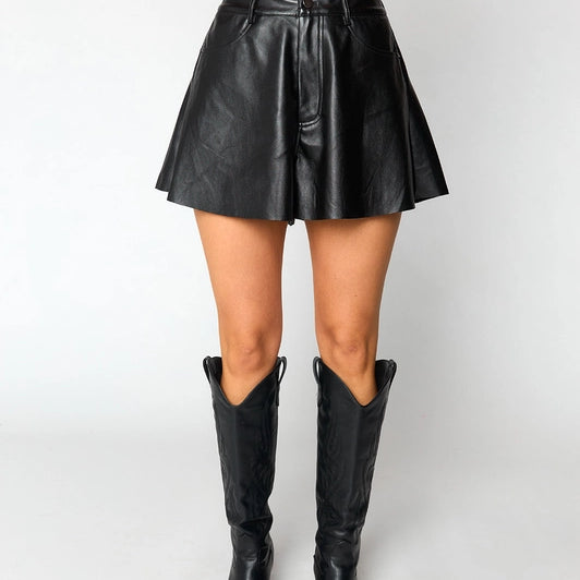 Emerson Vegan Leather Shorts - Black