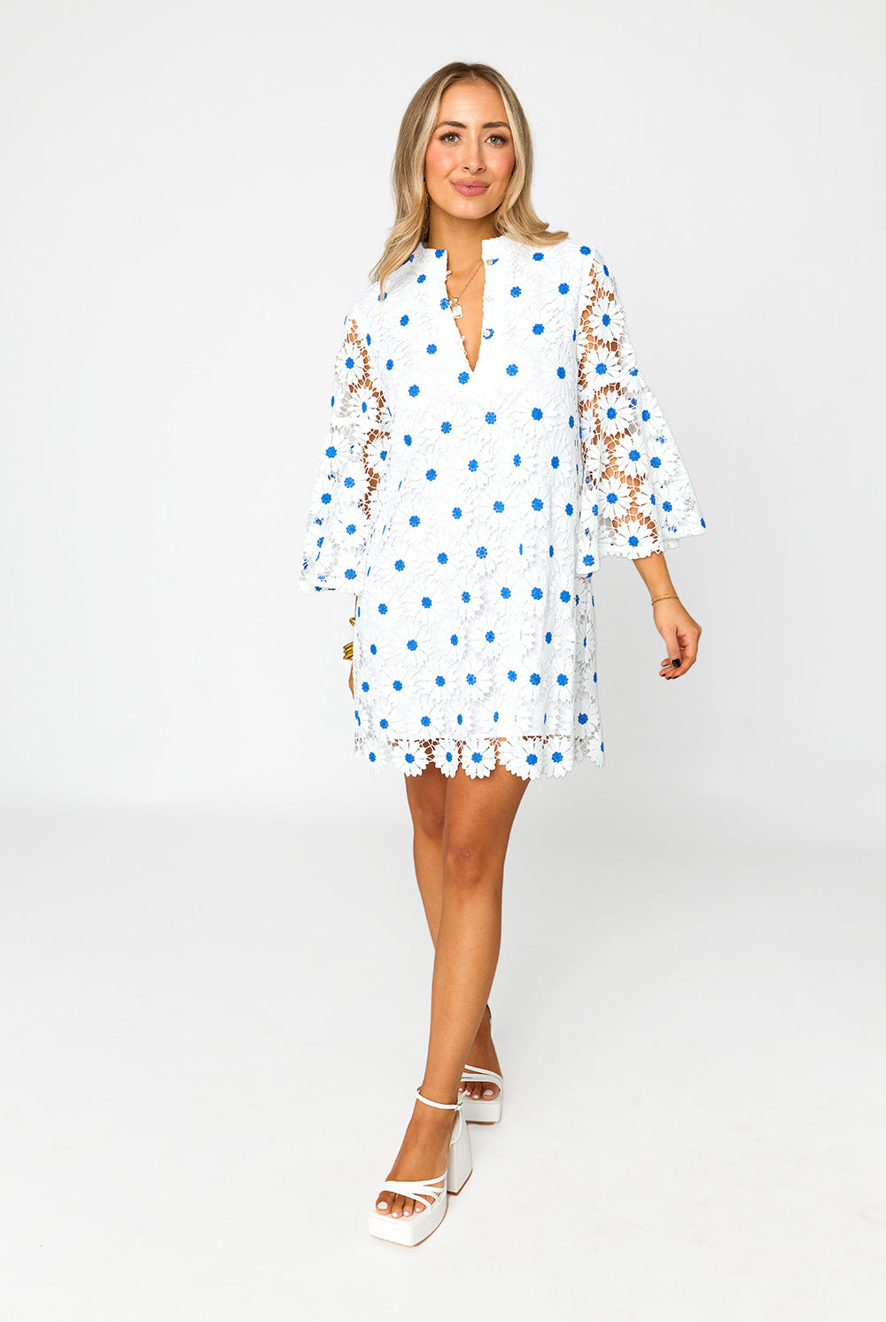 BuddyLove | Wren Long Sleeve Lace Mini Dress | Ultramarine