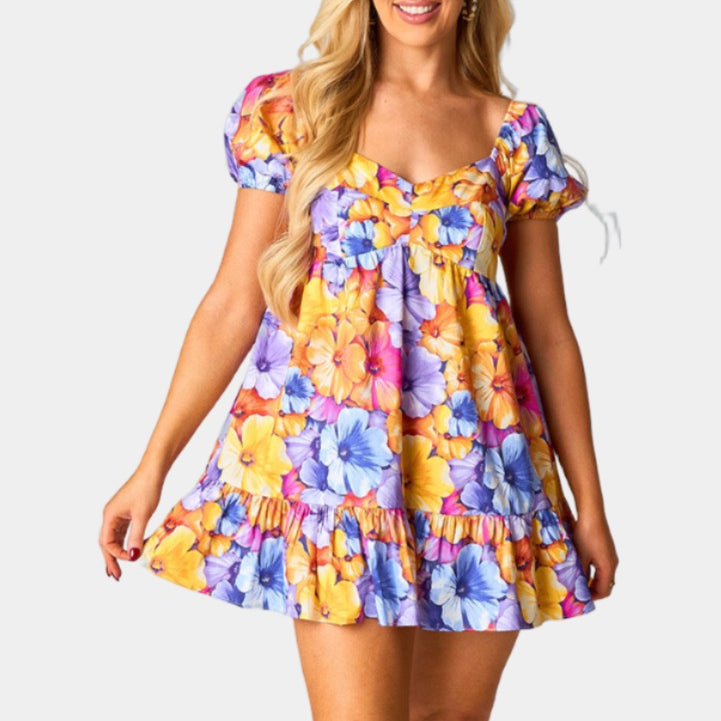 BuddyLove Diego Babydoll Mini Dress - Pansy