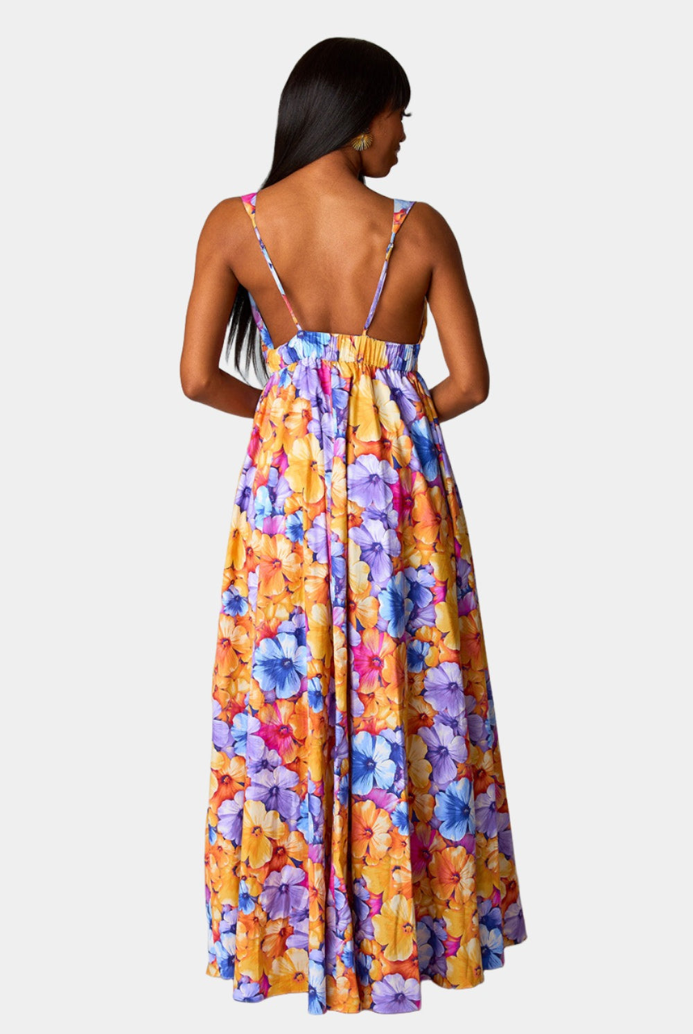 BuddyLove Zena Plunging Neck Maxi Dress - Pansy