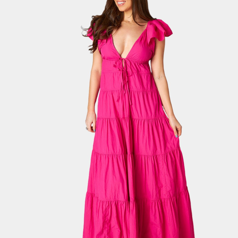 BuddyLove Holland Tiered Maxi Dress - Raspberry