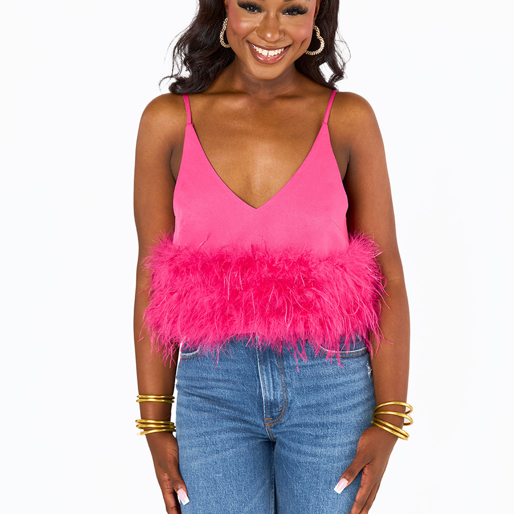 BuddyLove Reno Feather Tank Top - Fuchsia