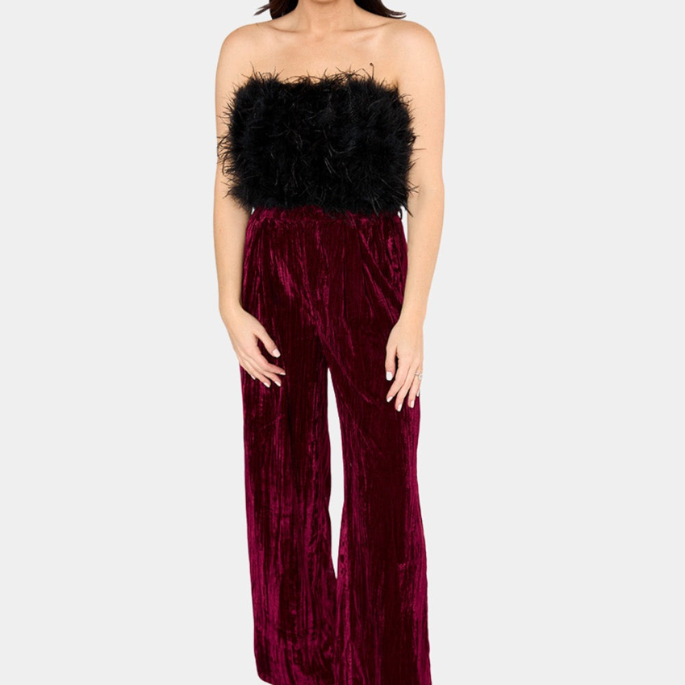 BuddyLove Sondra High-Waisted Velvet Pants - Cabernet