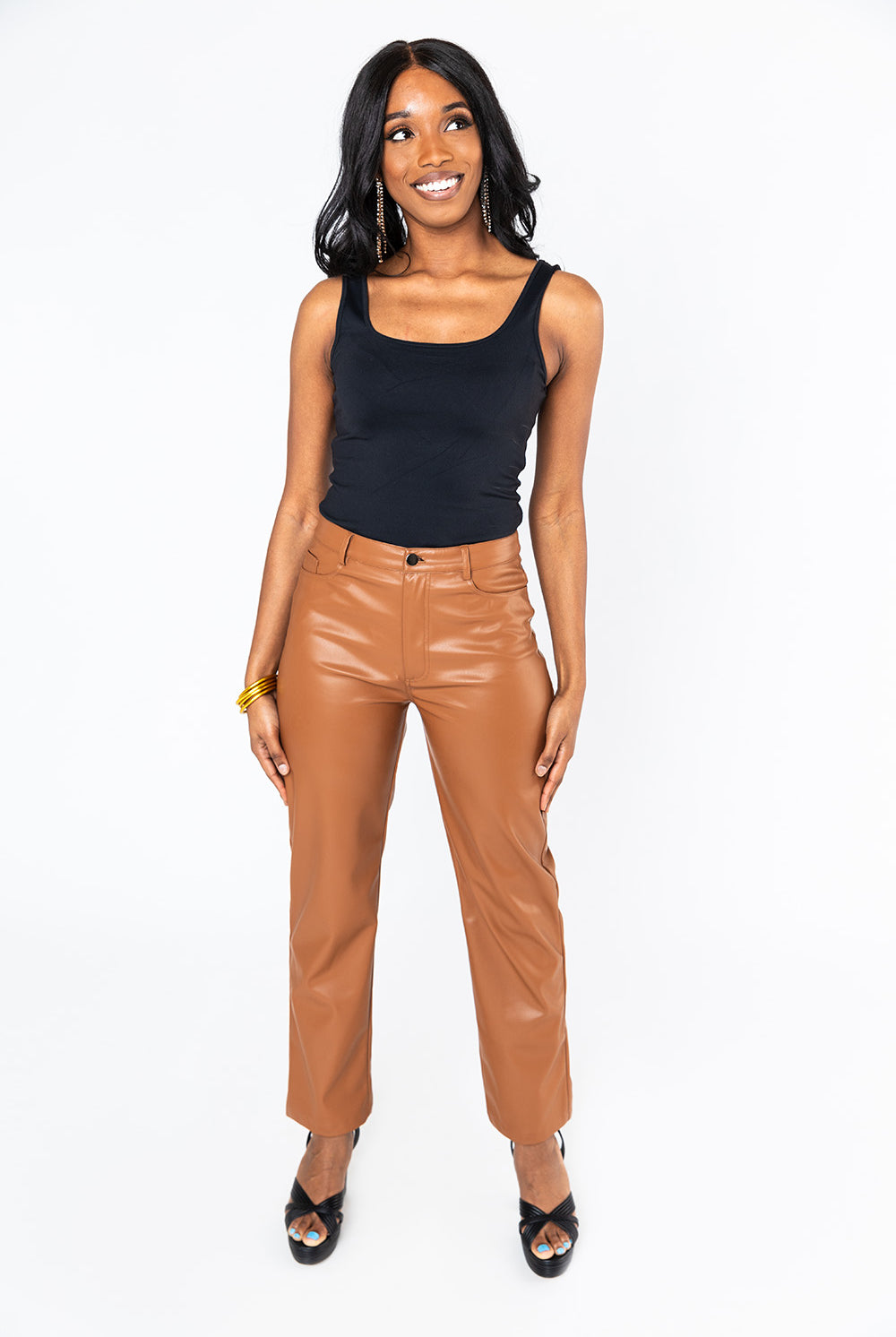 BuddyLove Gomez Vegan Leather Pants - Camel