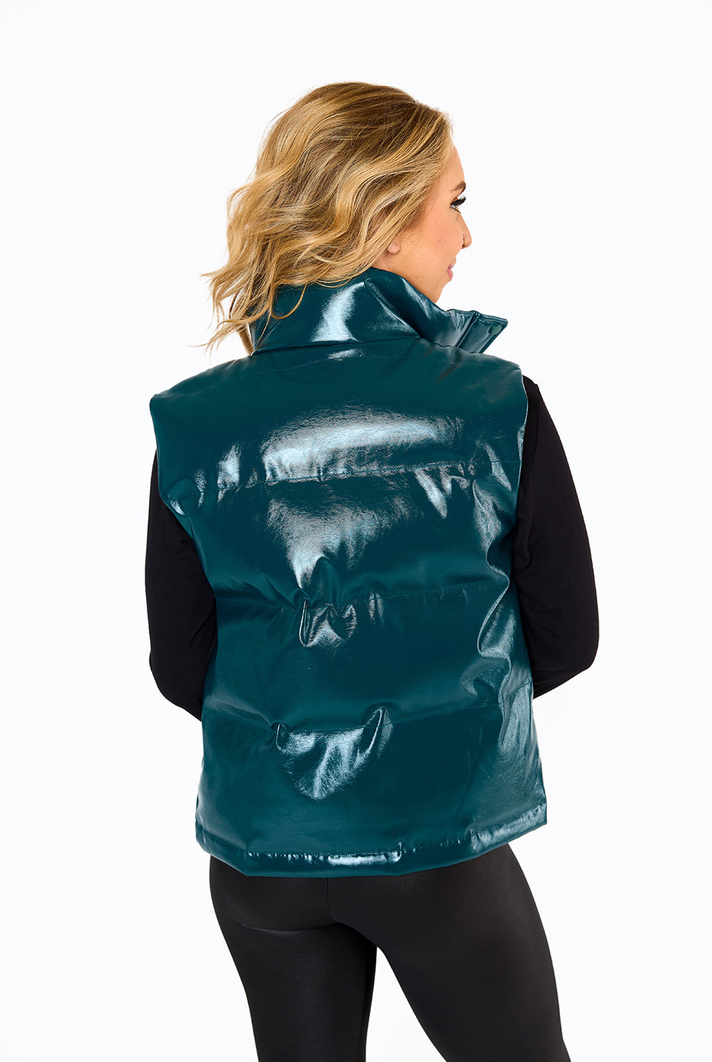 BuddyLove Helen Vegan Leather Puffer Vest - Jade