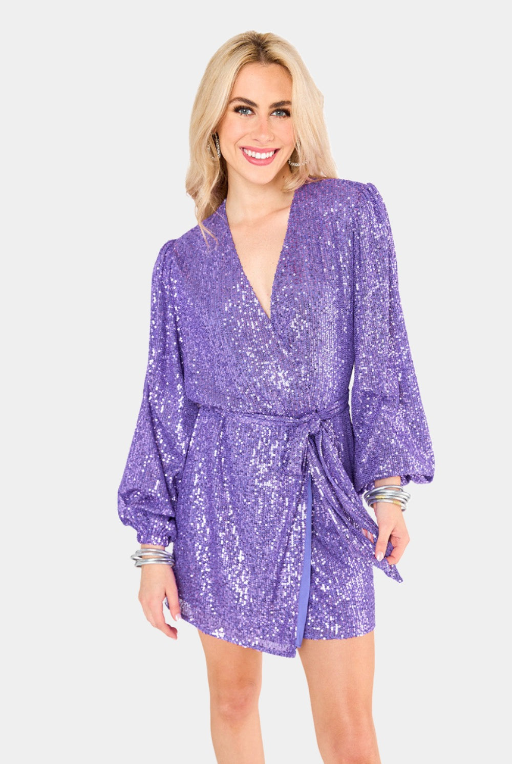 BuddyLove Adeline Sequin Wrap Dress - Fig
