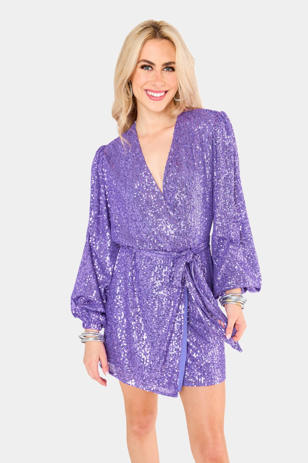 BuddyLove Adeline Sequin Wrap Dress - Fig
