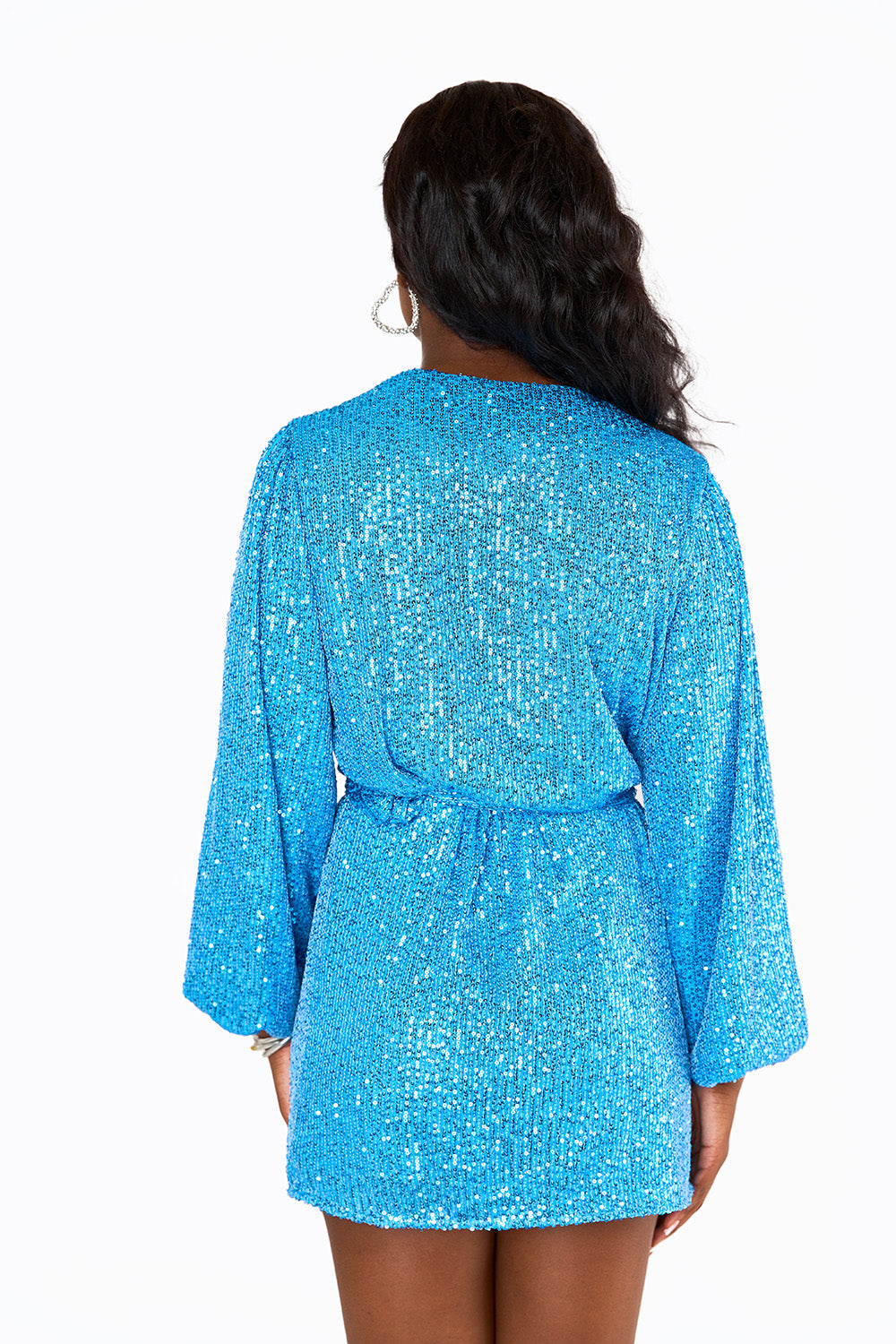 BuddyLove Adeline Sequin Wrap Dress - Blueberry