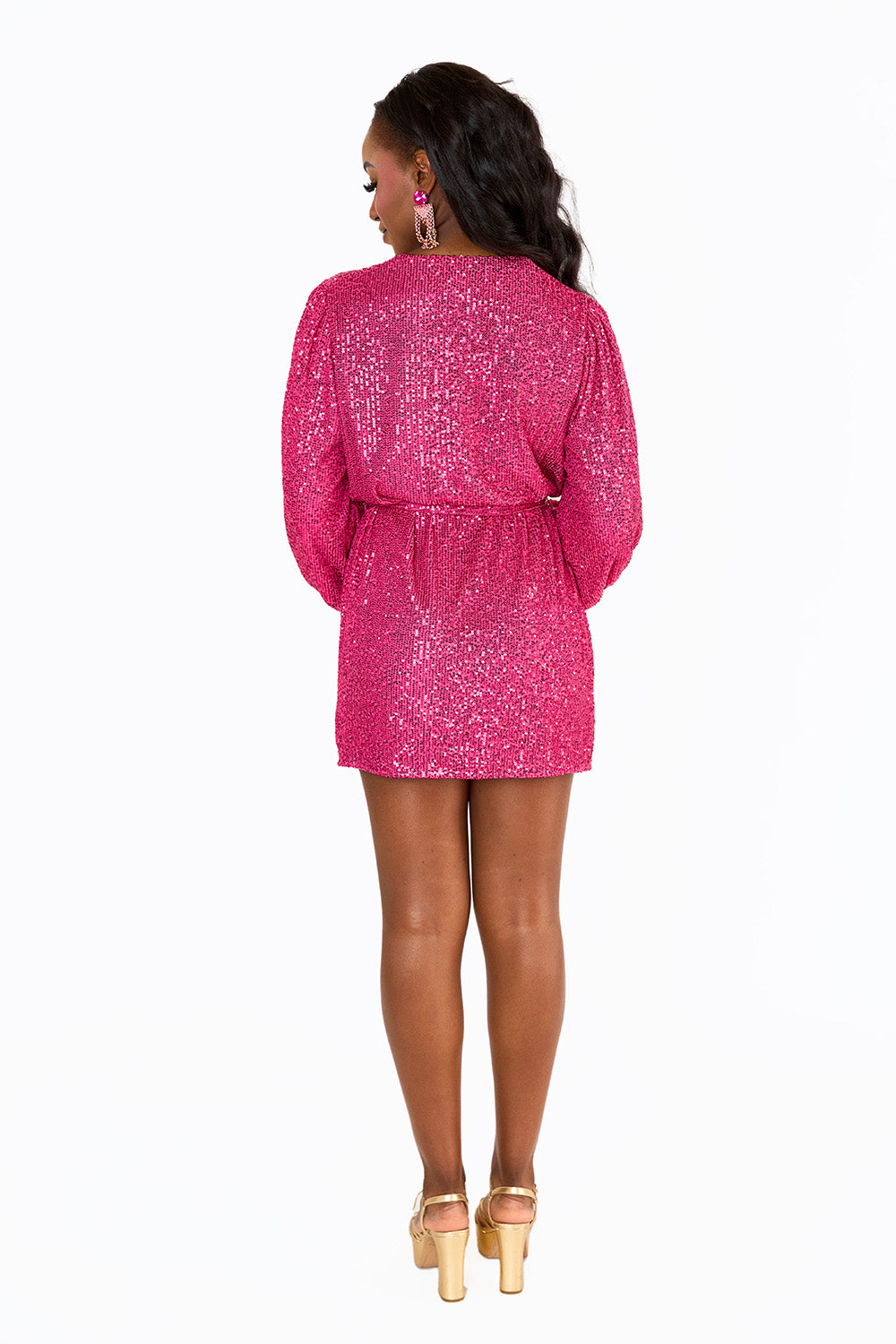 BuddyLove Adeline Sequin Wrap Dress - Guava