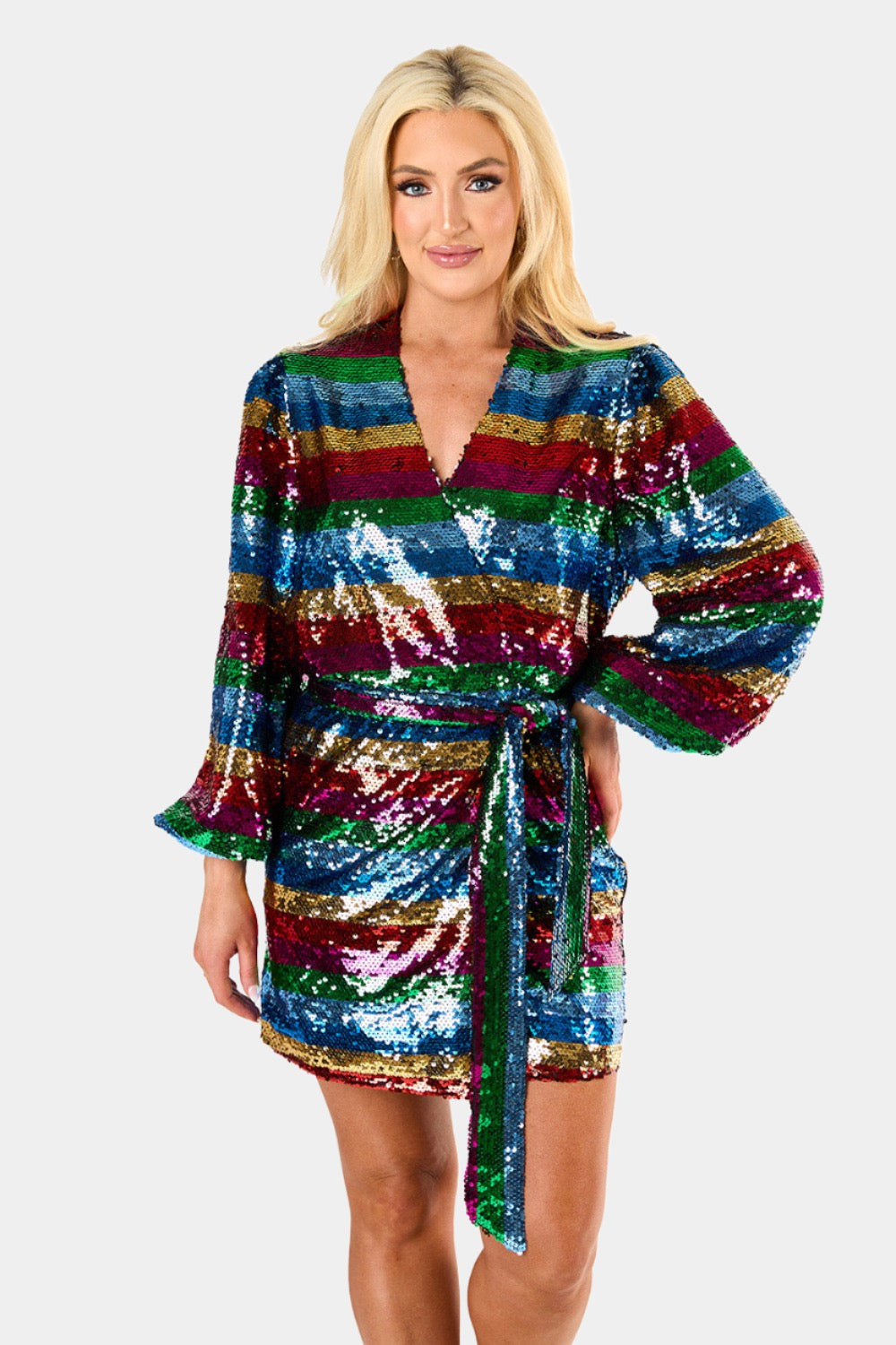 BuddyLove Adeline Sequin Wrap Dress - Prism