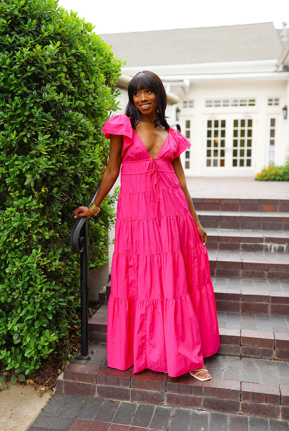 BuddyLove Holland Tiered Maxi Dress - Raspberry