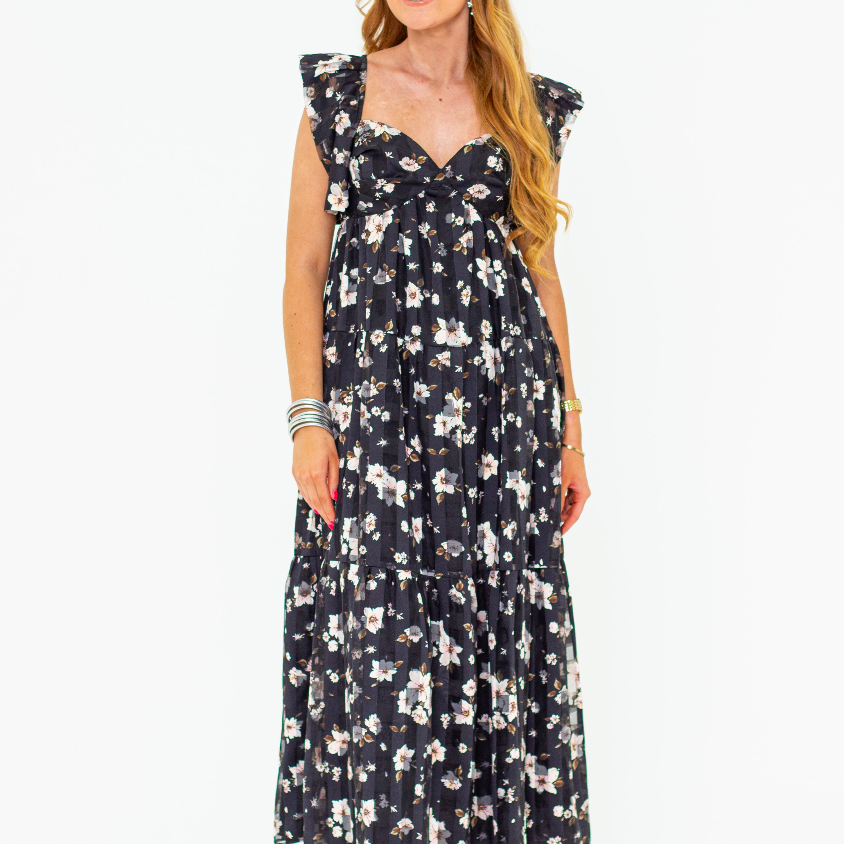 Lilly Sweetheart Neckline Maxi Dress - Flower Basket