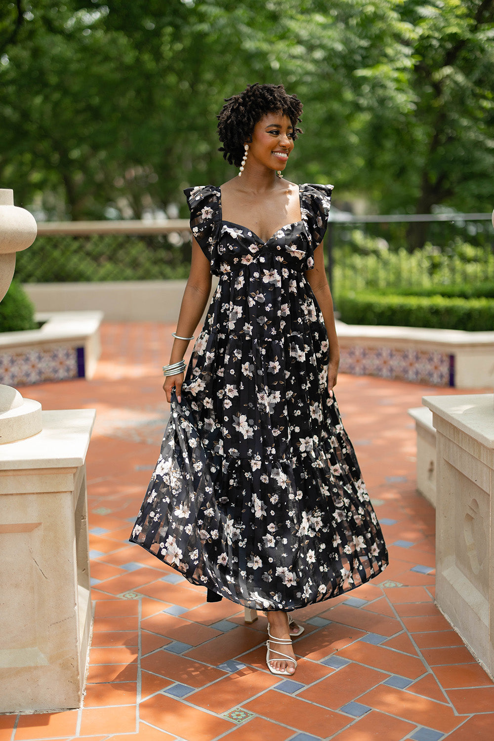 BuddyLove Lilly Sweetheart Neckline Maxi Dress - Flower Basket