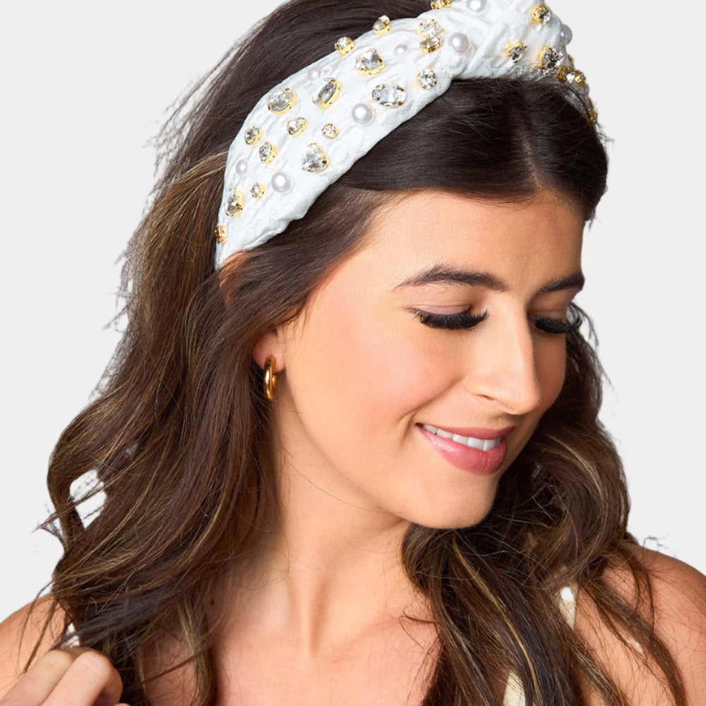 Brianna Cannon xx BL Eleanor Embellished Headband - Alabaster