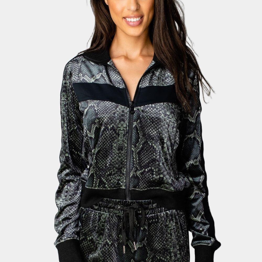 Carmela Velour Track Jacket - Olive