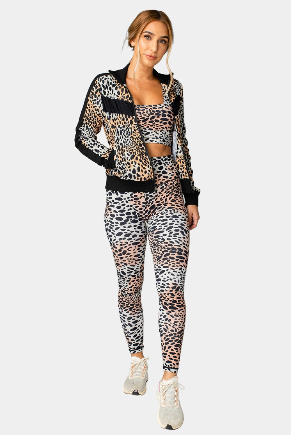 BuddyLove Vonn Elastic Long Sleeve Zip Up Jacket - Cheetah,S / Black / Feline
