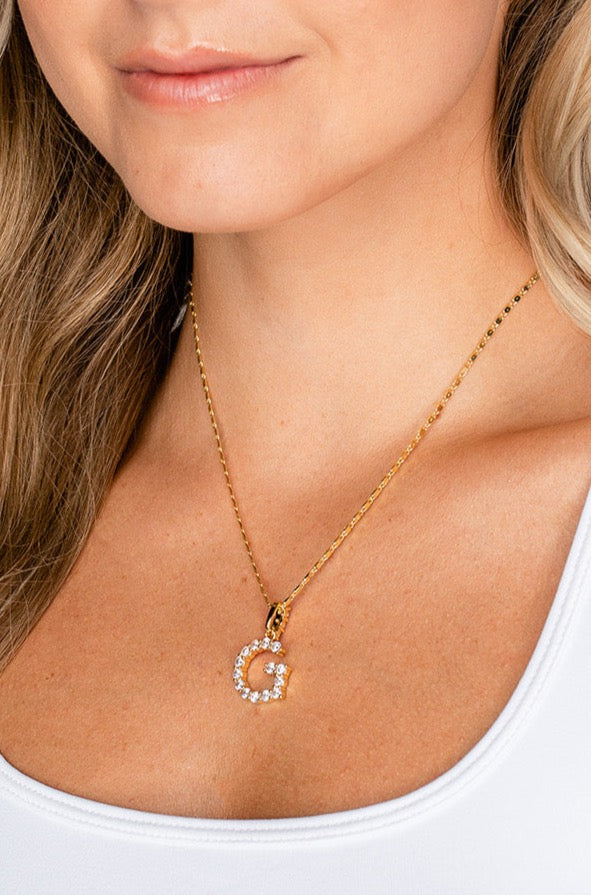 Arielle Diamond Initial Necklace - Gold