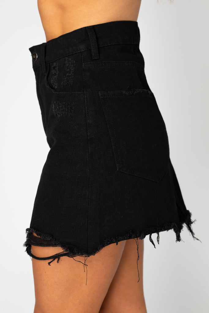 BuddyLove Sharon Distressed Mini Skirt - Black