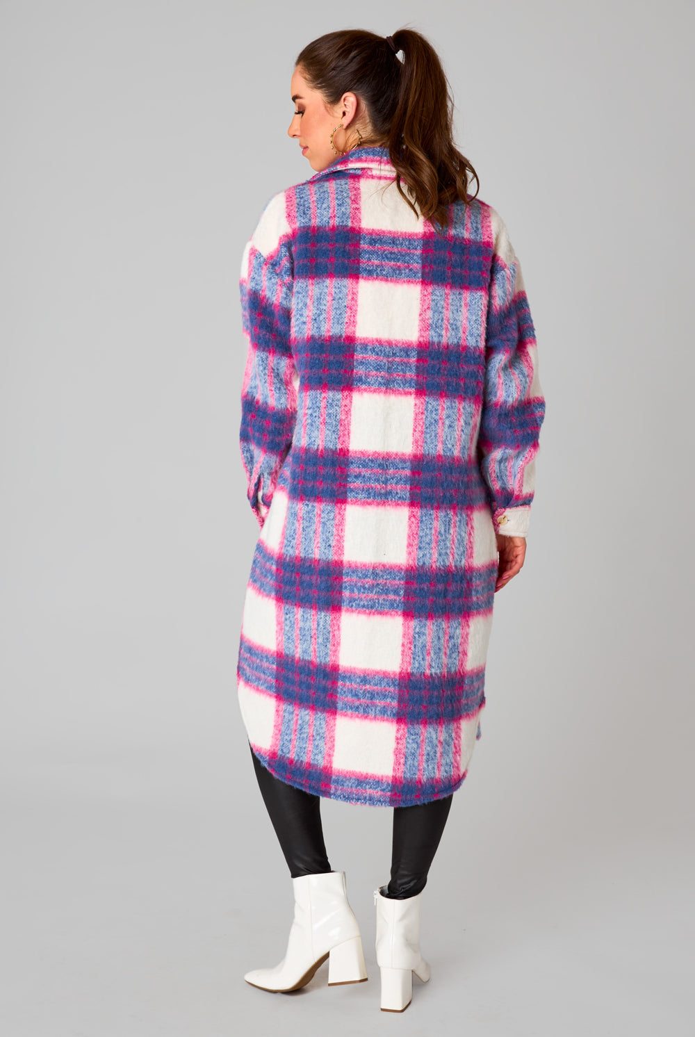 BuddyLove Rocky Long Plaid Shacket - Boysenberry