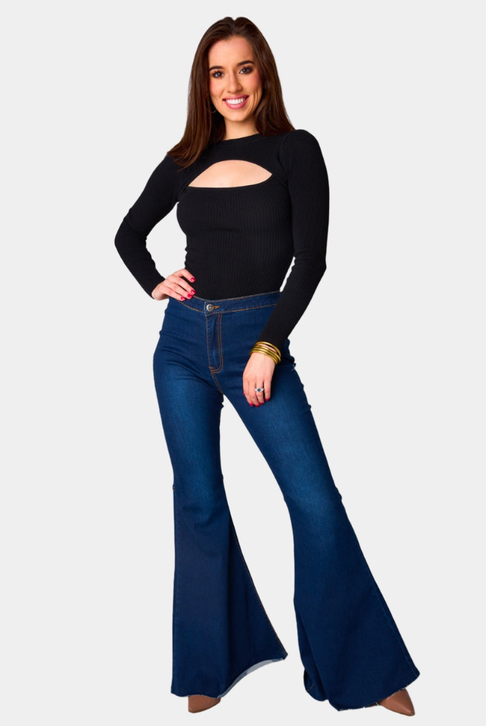 BuddyLove Nadia Long Sleeve Cutout Bodysuit - Black