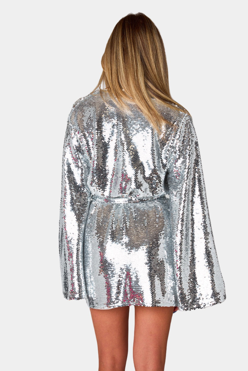 BuddyLove Lynlee Sequin Wrap Dress - Silver