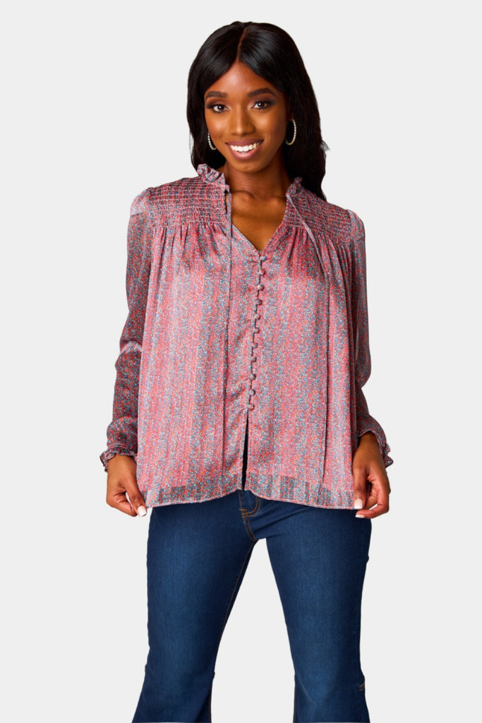 BuddyLove Everly Long Sleeve Button Up Blouse - Forget Me Not