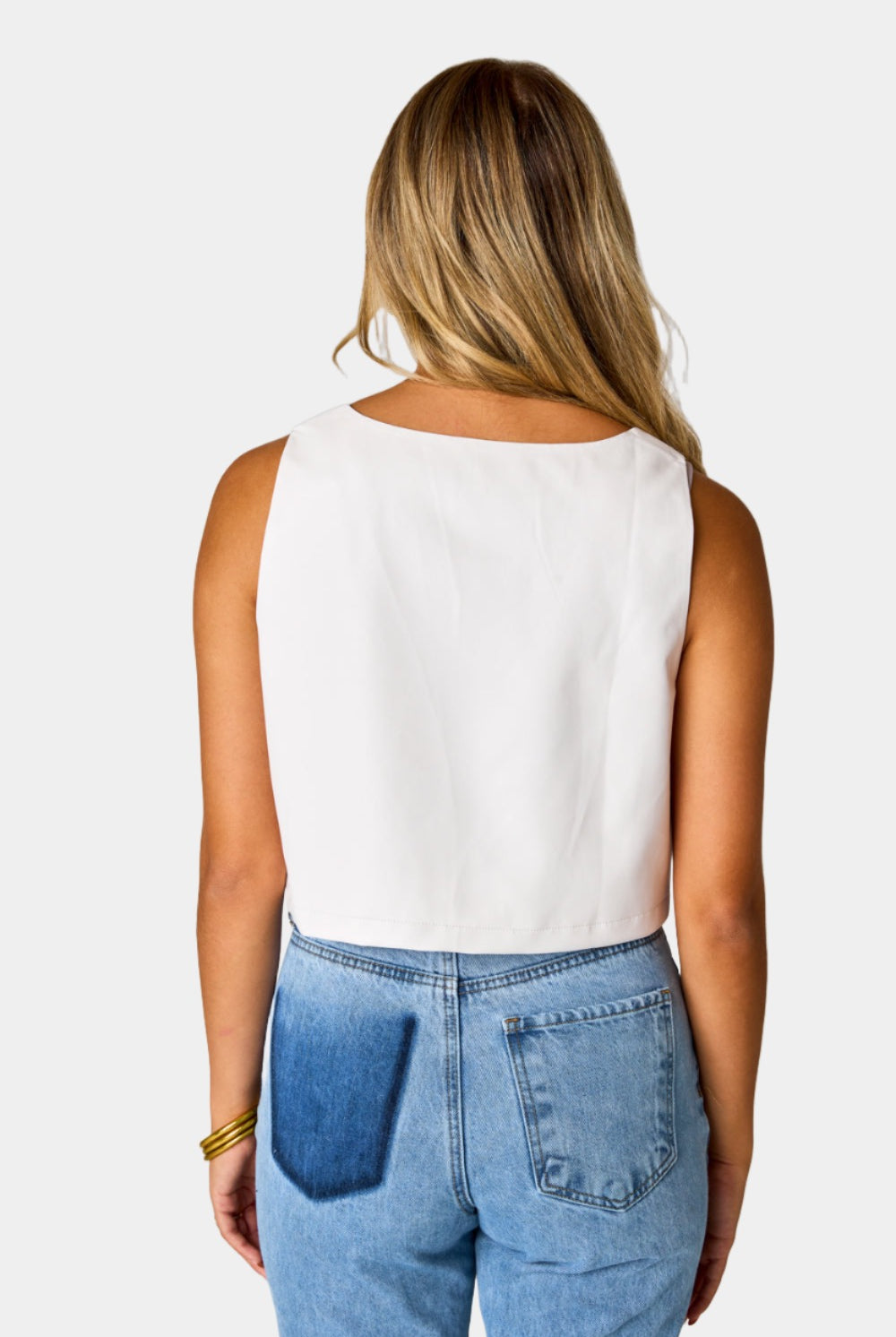 BuddyLove Manning Vegan Leather Cropped Tank Top - Powder