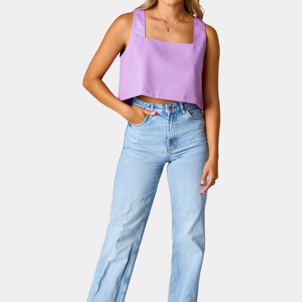 BuddyLove Manning Vegan Leather Cropped Tank Top - Purple