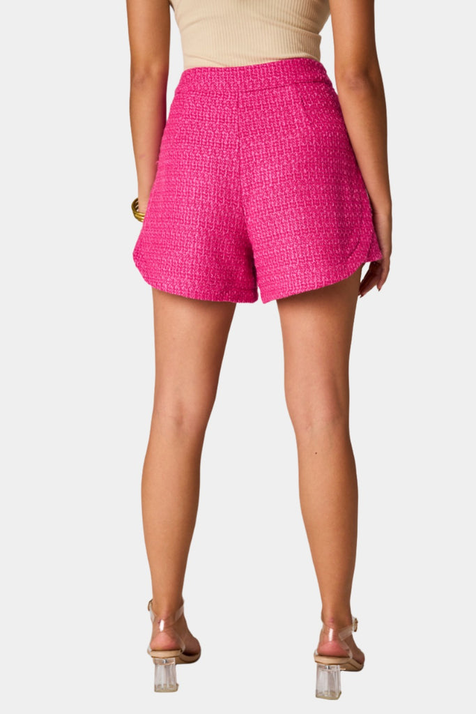 BuddyLove Mae Tweed High-Waisted Shorts - Hot Pink