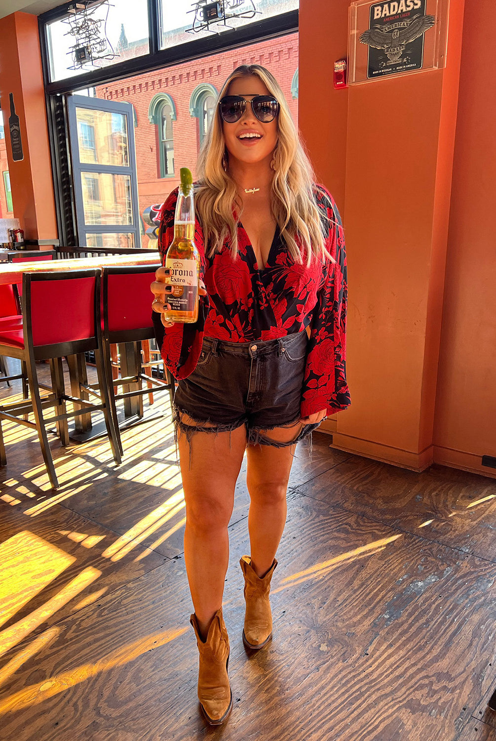 BuddyLove Ariana Kimono Sleeve Bodysuit - Dahlia