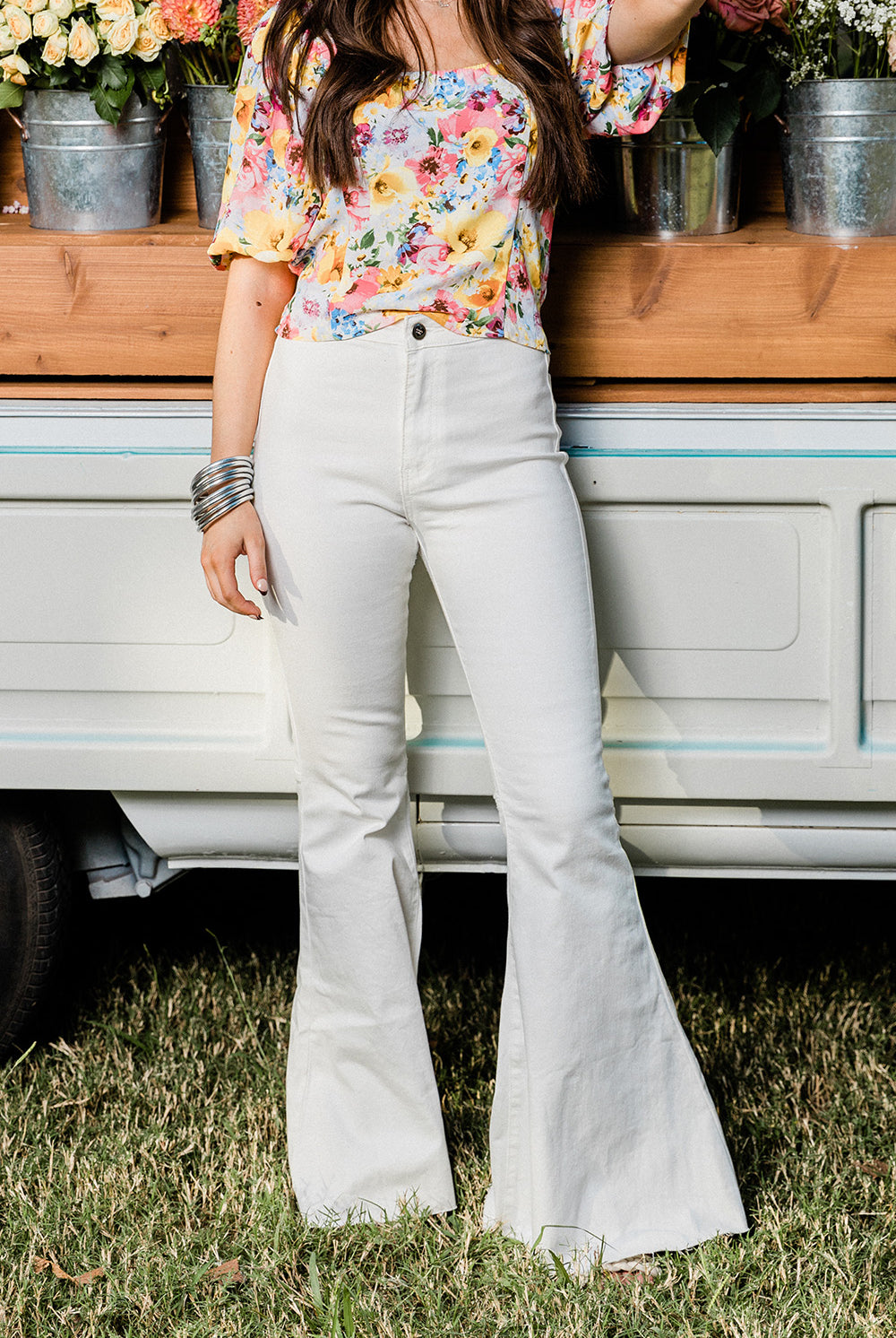 BuddyLove Moonshine High-Waisted Flared Jeans - White