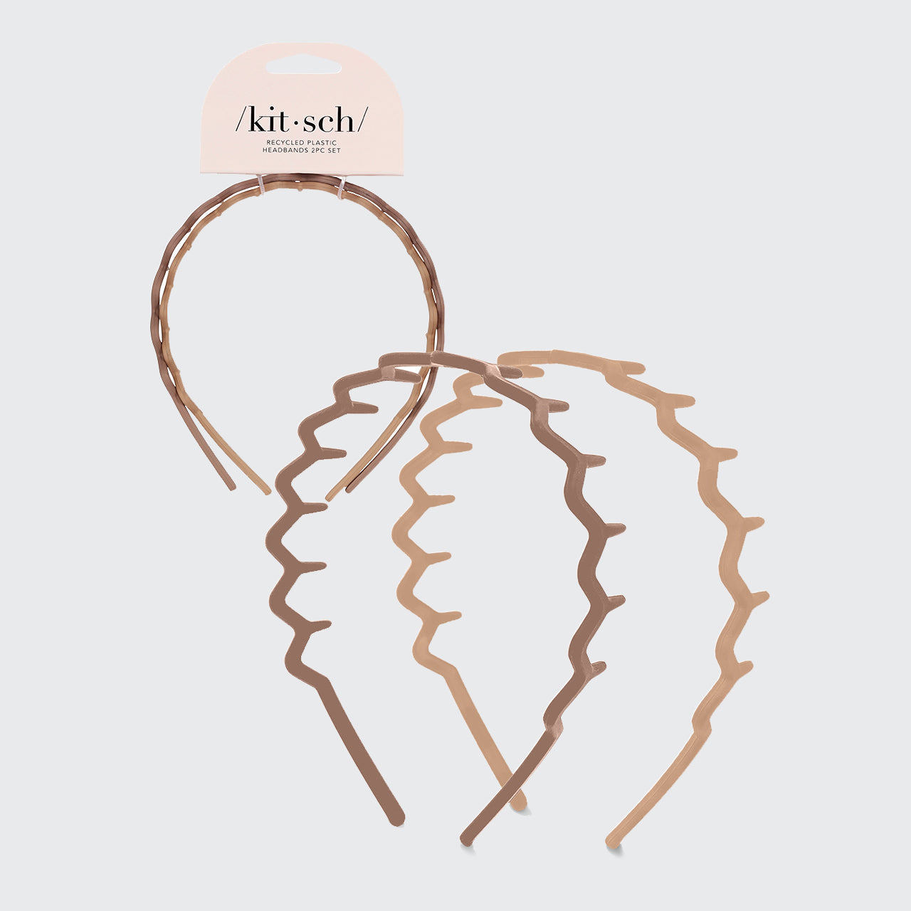 Kitsch Recycled Plastic Zig Zag Headband 2pc Neutral