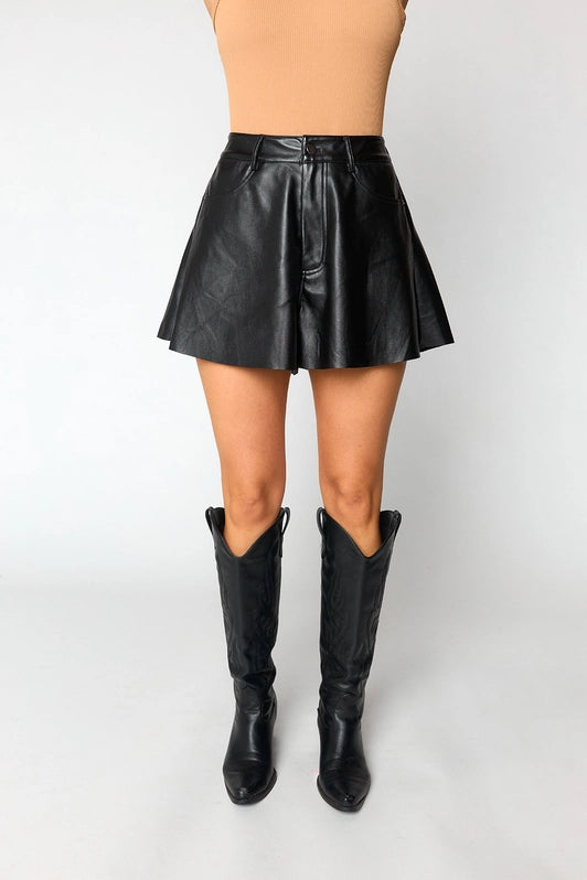 Emerson Vegan Leather Shorts - Black