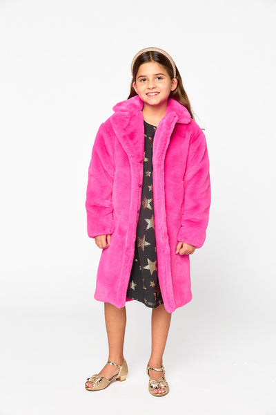BuddyLove Zoey Oversized Faux Fur Coat - Hot Pink - L / Pink / Solids