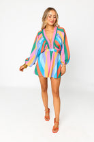 BuddyLove | Palm Beach Plunge Neck Romper | Jelly Beans