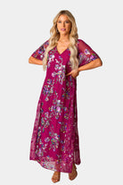 BuddyLove Atlas Sequin Caftan Maxi Dress - Red Sangria