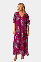 BuddyLove Atlas Sequin Caftan Maxi Dress - Red Sangria