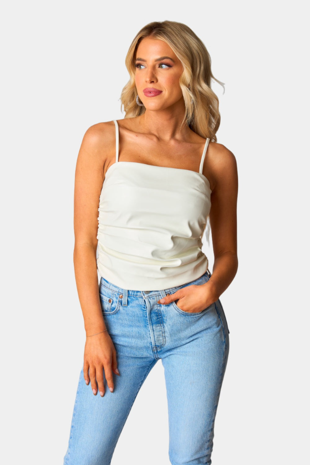 BuddyLove Jolee Vegan Leather Tank Top - Cream