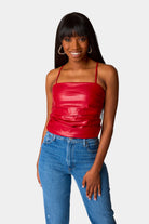 BuddyLove Jolee Vegan Leather Tank Top - Crimson