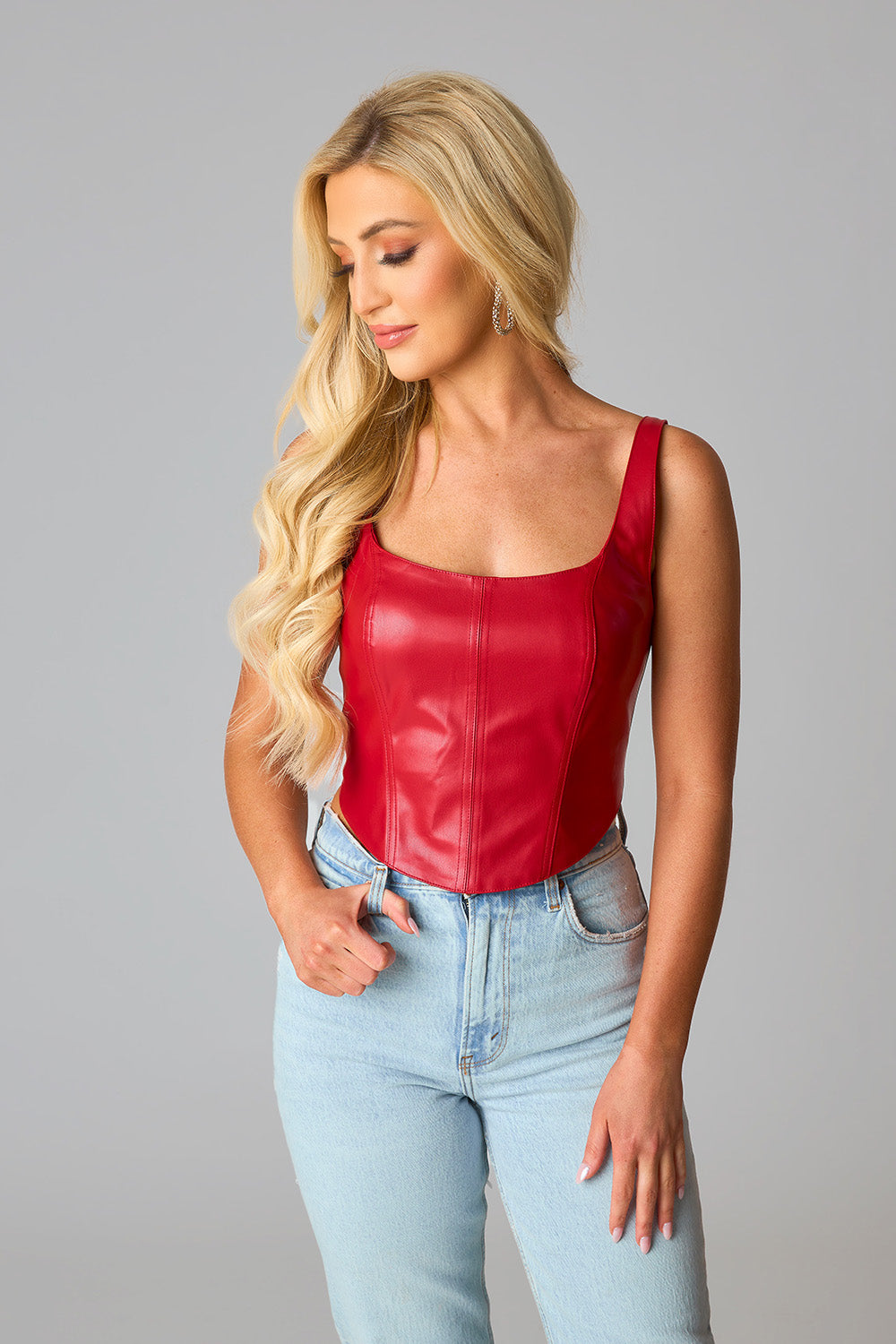 BLACK VEGAN LEATHER CORSET TOP – TOPS BY TAYLOR