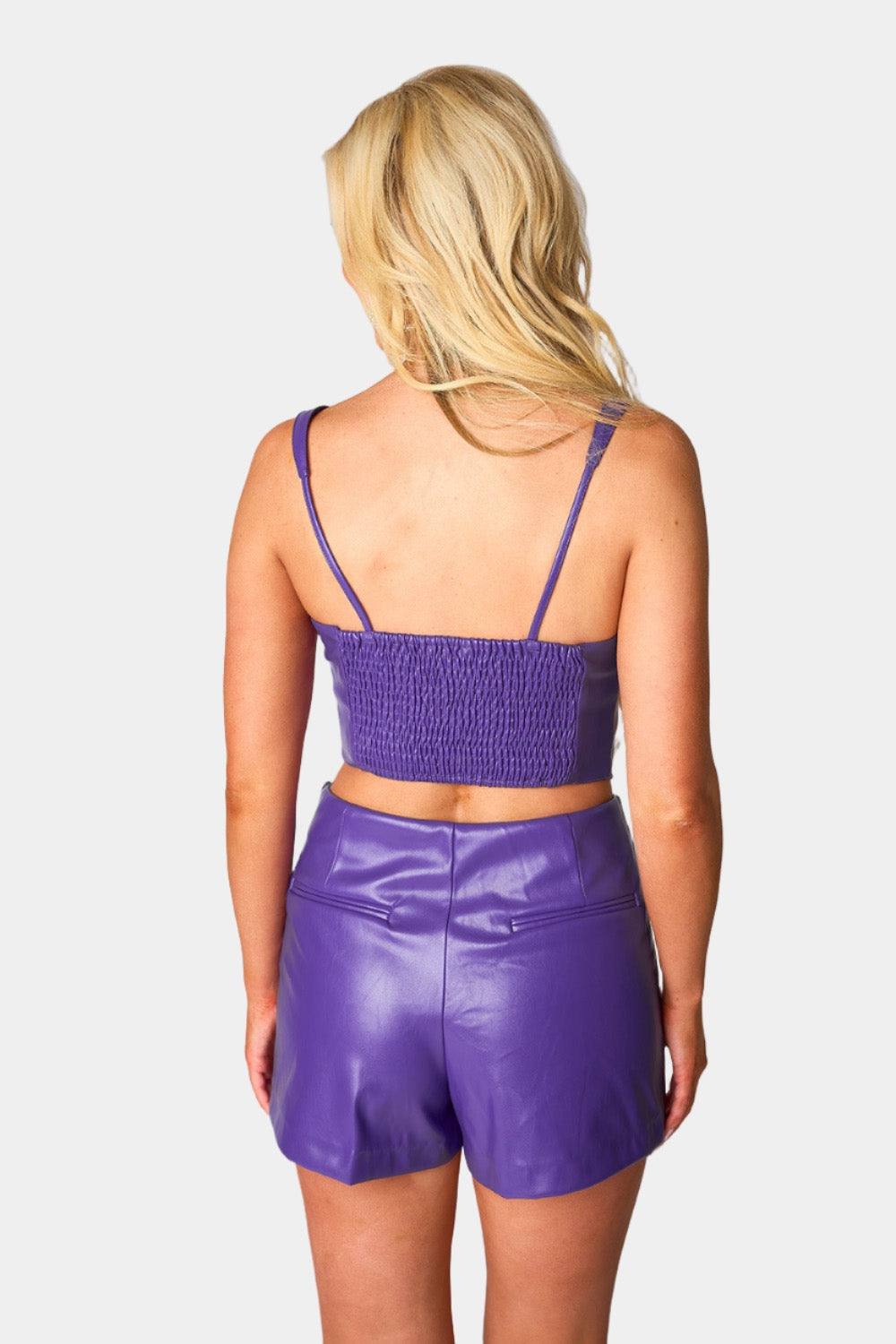8 By YOOX LEATHER BODYCON CROP TOP, Lilac Women's Bustier