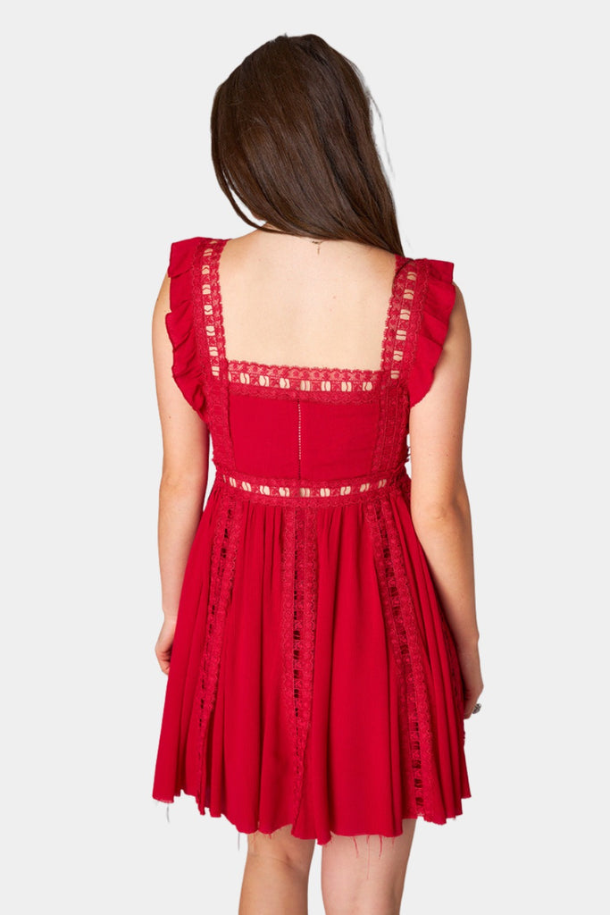 BuddyLove Adams Laced Mini Dress - Crimson