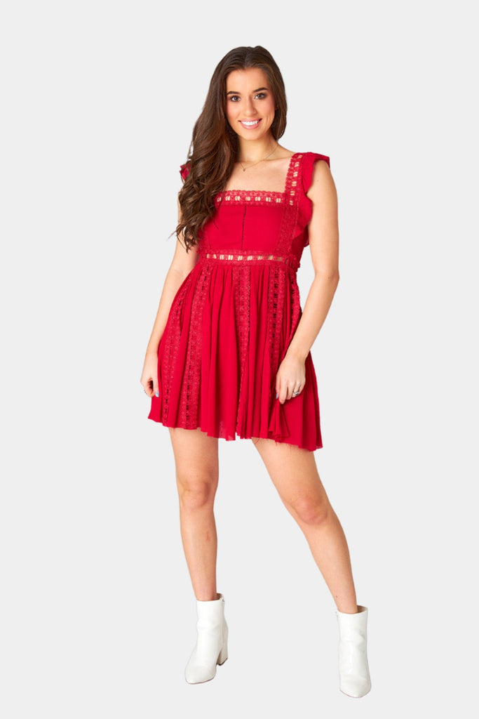 BuddyLove Adams Laced Mini Dress - Crimson