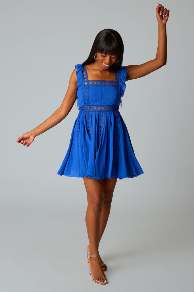 BuddyLove Adams Laced Mini Dress - Royal Blue