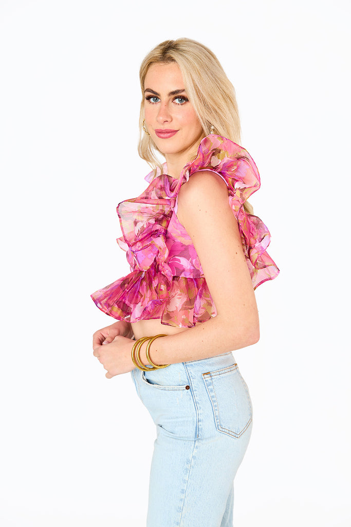 BuddyLove Madeline Ruffle Sleeve Bustier Top - Off To Paradise