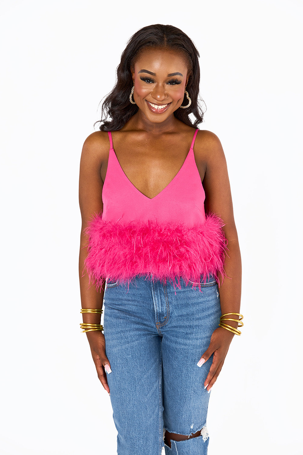 BuddyLove Reno Feather Tank Top - Fuchsia