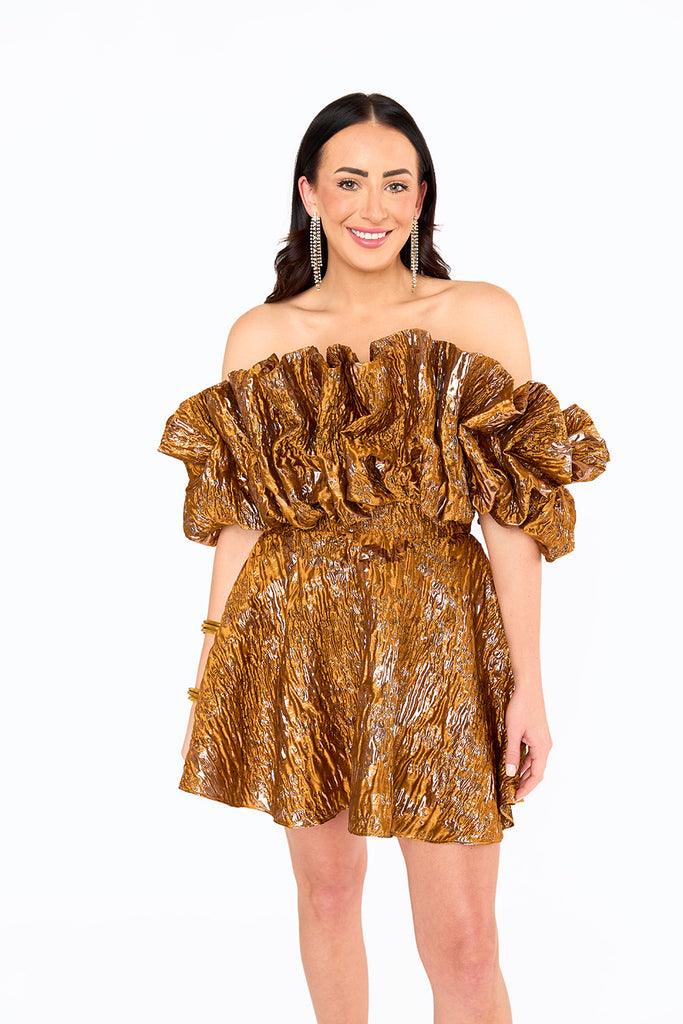 BuddyLove Caroline Exaggerated Ruffle Dress - Bronze