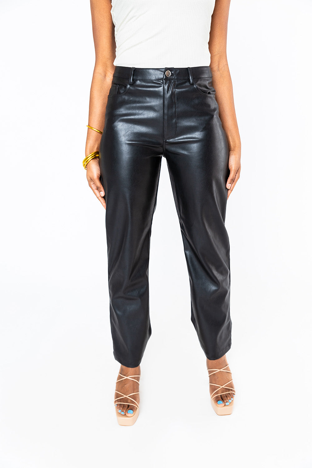 Gomez Vegan Leather Pants - Black
