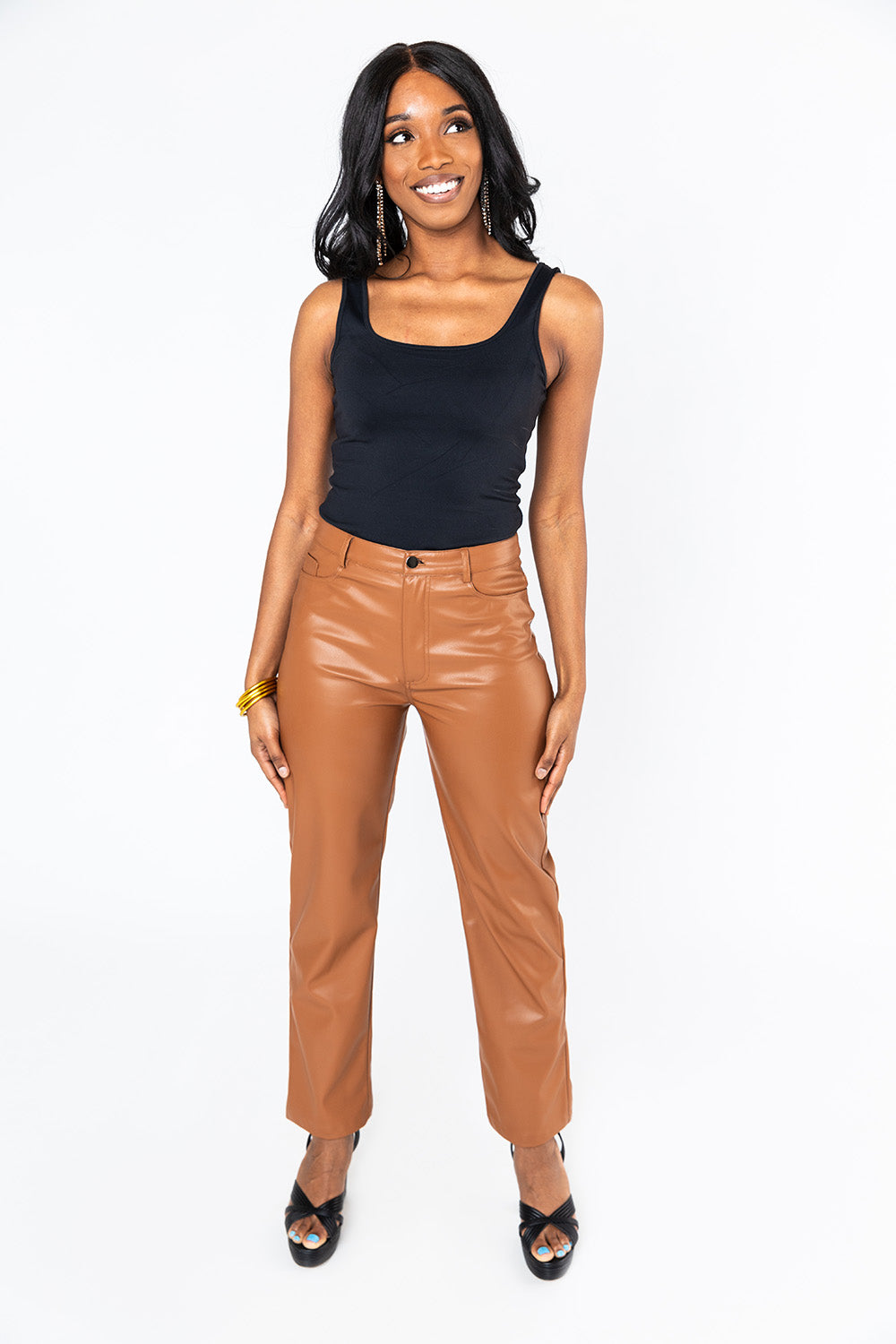 BuddyLove Gomez Vegan Leather Pants - Camel